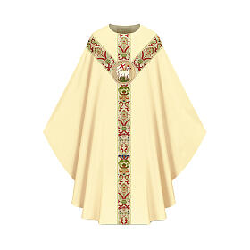 Chasuble Slabbinck avec symbole brodé à la main sur brocart