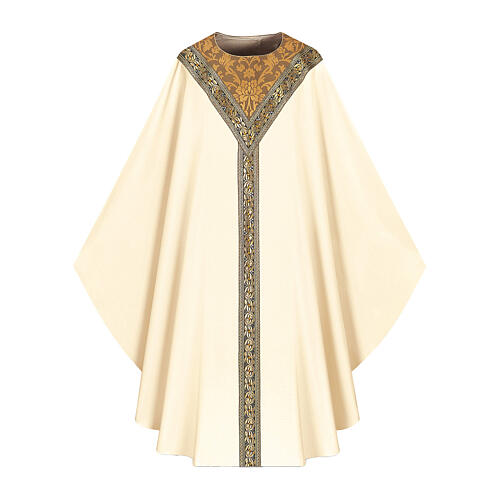 Chasuble in 100% wool with braids and brocade by Slabbinck 4