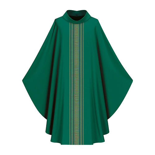 Casulla matices dorados 100% lana Slabbinck con cuello 2