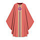 Slabbinck chasuble in pink with golden cross and trim s1