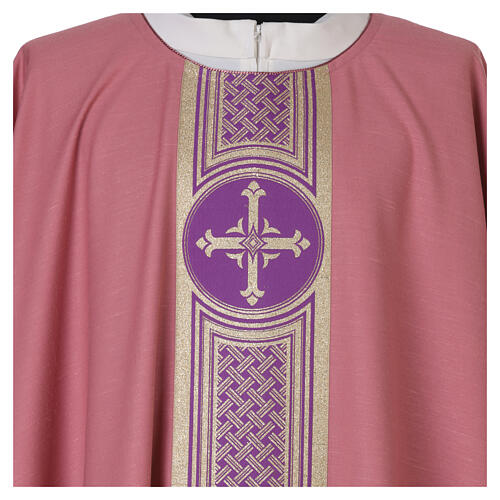 Chasuble Slabbinck rose croix et galon doré 3