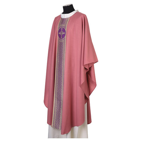 Chasuble Slabbinck rose croix et galon doré 4