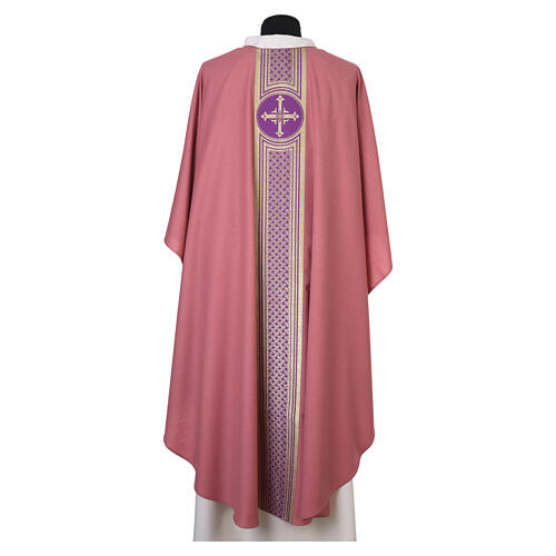 Chasuble Slabbinck rose croix et galon doré 6