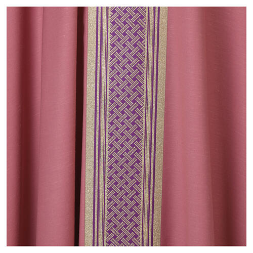 Casula Slabbinck cor-de-rosa com cruz e galão dourado 5