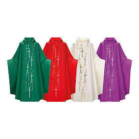 Slabbinck chasuble with reversed collar and machine-embroidered crosses