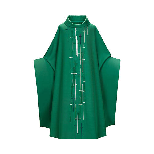 Slabbinck chasuble with reversed collar and machine-embroidered crosses 3
