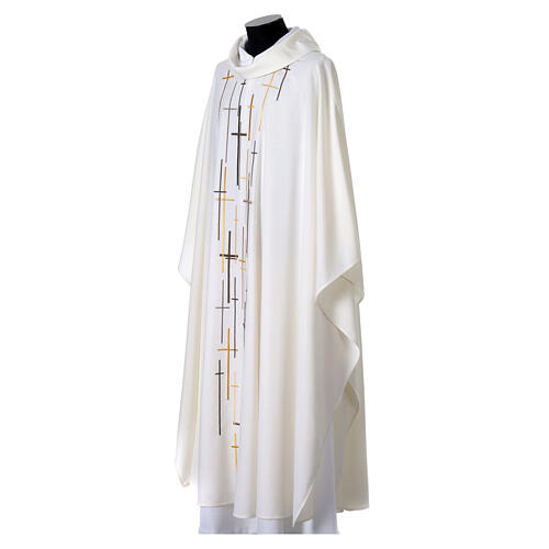 Slabbinck chasuble with reversed collar and machine-embroidered crosses 6