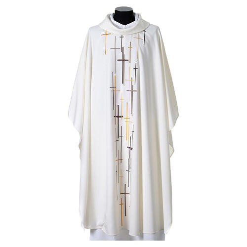 Chasuble Slabbinck avec col roulé et croix brodées à la machine 5