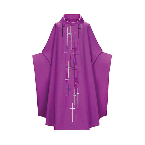 Chasuble Slabbinck avec col roulé et croix brodées à la machine 7