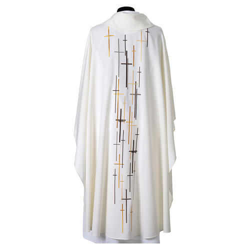 Chasuble Slabbinck avec col roulé et croix brodées à la machine 8