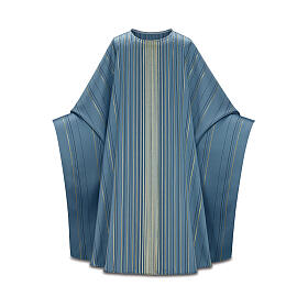 Casulla mariana azul detalles entrelazados hilo dorado Slabbinck