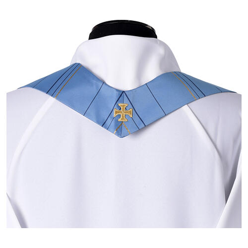 Chasuble Mariale bleue détails tressés fil doré Slabbinck 7