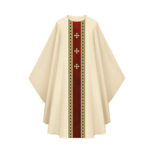 Casulla lana mixta Slabbinck cruces bordadas a máquina 4