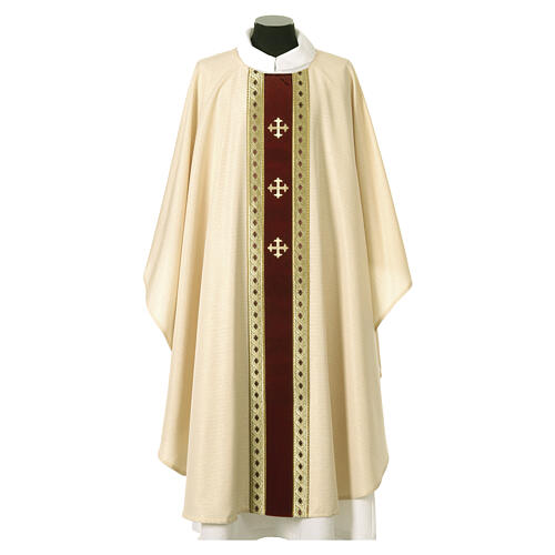 Casulla lana mixta Slabbinck cruces bordadas a máquina 5