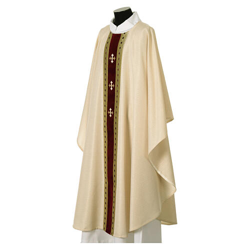 Chasuble en laine mélangée Slabbinck avec croix brodées à la machine 7