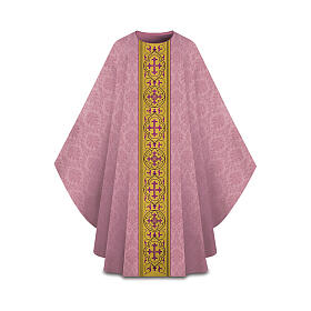 Pink Slabbinck damask chasuble with machine embroidery