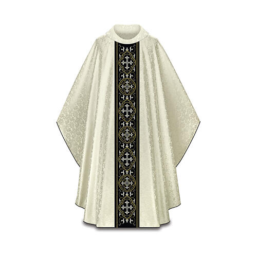 Chasuble galon brodé noir Slabbinck damassée 1