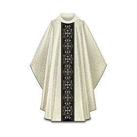 Damask Chasuble with Black Embroidered Galloon by Slabbinck