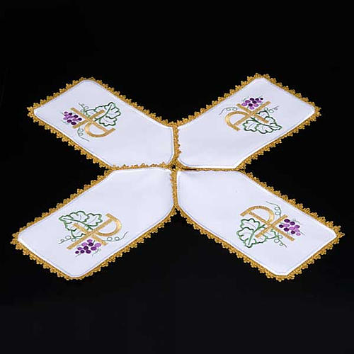 Cubre copón tela blanca diseño cruz XP uvas 3