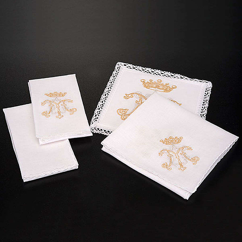 Mass linen set 4 pcs. Marian symbol gold silver | online sales on ...