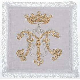 Mass linen set 4 pcs. Marian symbol gold silver