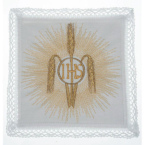Altar cloth linen set 4 pcs, IHS rays and ears of wheat 1