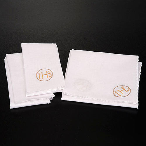 Altar cloth linen set 4 pcs, IHS rays and ears of wheat 2
