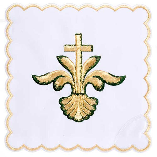 Linge d'autel 4 pcs coquille, lys, croix 1