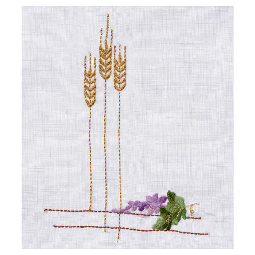 Altar linens with ears of wheat and grapes, 100% linen 5