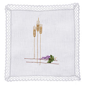 Altar linens with ears of wheat and grapes, 100% linen