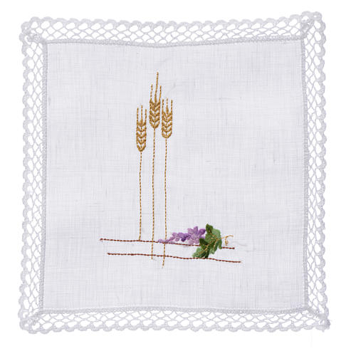 Altar linens with ears of wheat and grapes, 100% linen 4