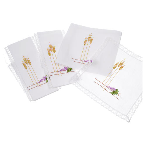 Altar linens with ears of wheat and grapes, 100% linen 6