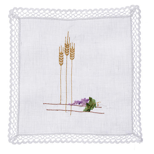 Altar linens with ears of wheat and grapes, 100% linen 1