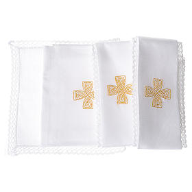Mass linens with golden cross, 100% linen