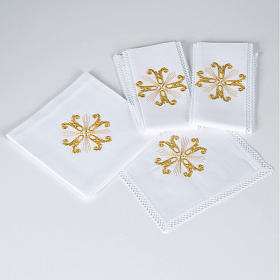 Altar linen set with golden cross, 100% linen