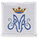 Altar linens, set of 4, 100% linen, blue Marian symbol s1