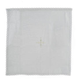Altar linens, Corporal in linen and cotton, cross embroidery, 2 pcs