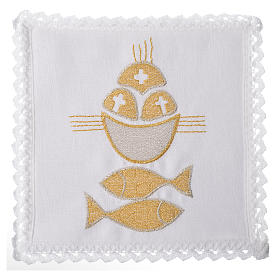 Altar linens set, 100% linen, fish and loaves
