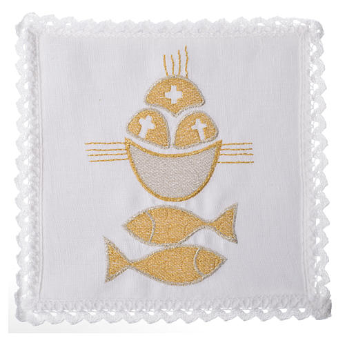 Altar linens set, 100% linen, fish and loaves 1