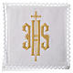 Altar linens set, 100% linen, golden IHS s1