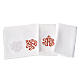 Altar linens set, 100% linen with red IHS and decorations s2