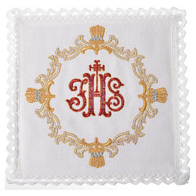 Church cloth set, 100% linen with red IHS and decorations