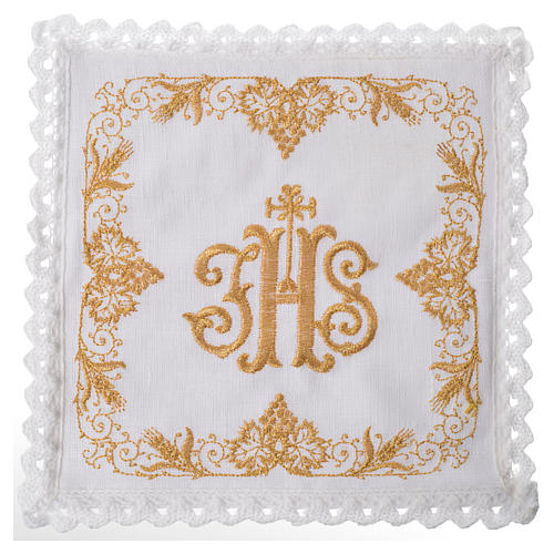 Altar linens set, 100% linen with IHS and decorations 1