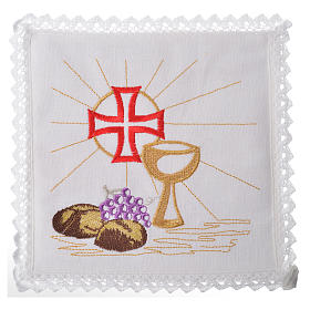 Bielizna kielichowa i welony: Bielizna kielichowa 100% len kielich krzyż chleb winogron