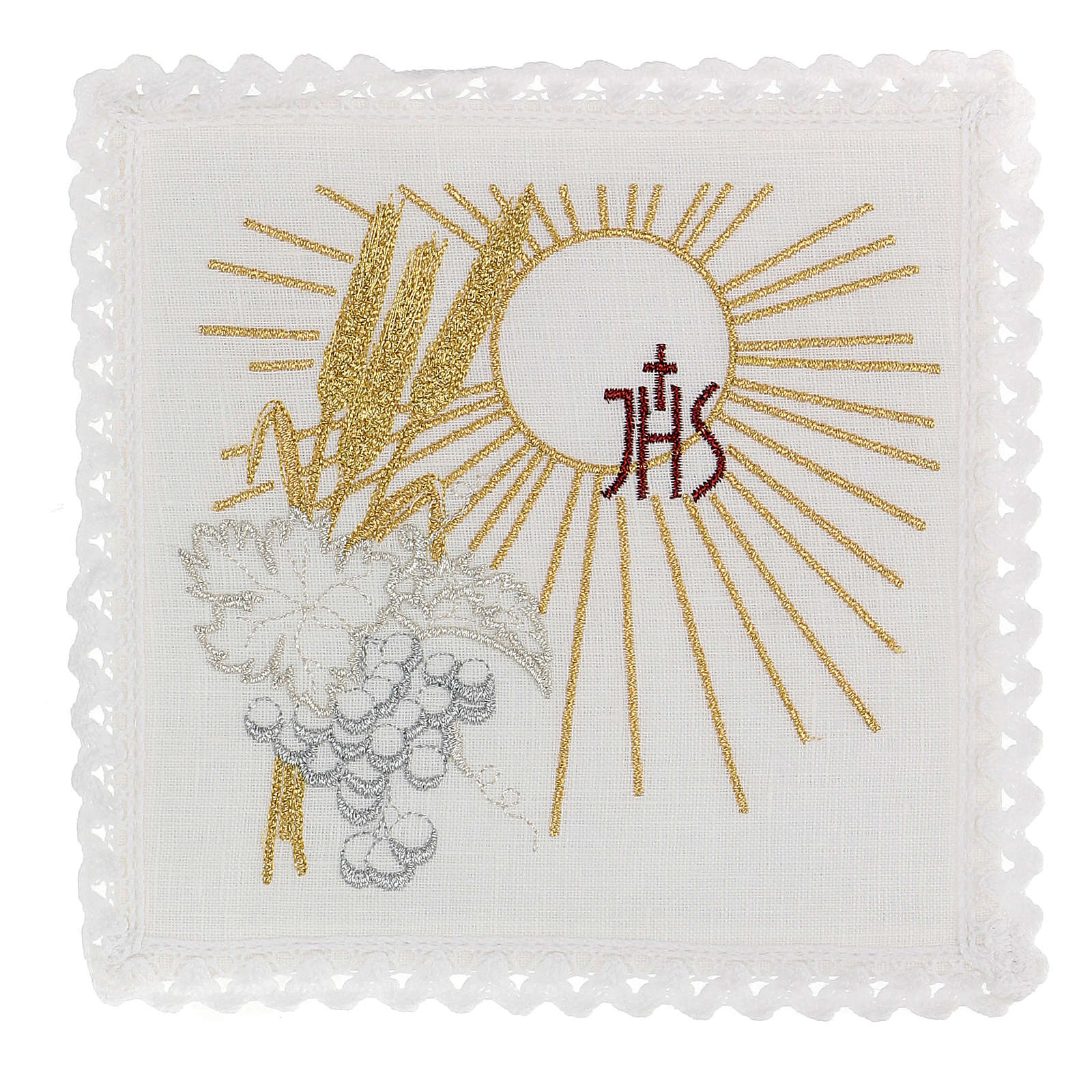 Altar linens set, 100 linen with IHS, sun and wheat online sales on