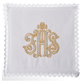 Bielizna kielichowa i welony: Bielizna kielichowa 100% len IHS dekorowany