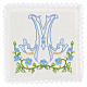 Conjunto alfaia litúrgica 100% linho símbolo mariano azul s1