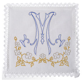 Bielizna kielichowa i welony: Bielizna kielichowa 100% len symbol Maryjny niebieski