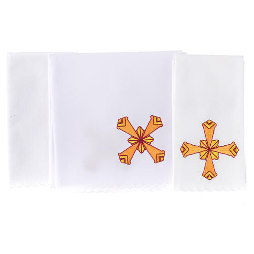 Altar linens set with yellow cross 2
