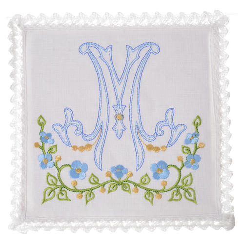 Altar linens set, 100% linen with Marian M 1